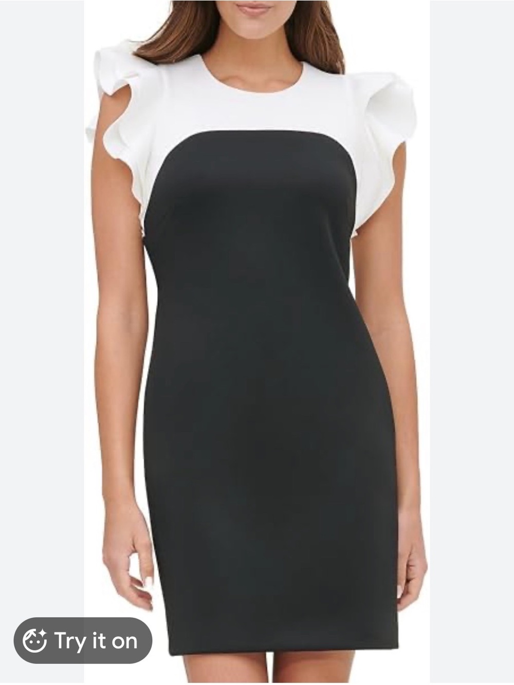 Tommy Hilfiger Black & White Ruffle Sleeve Sheath Dress